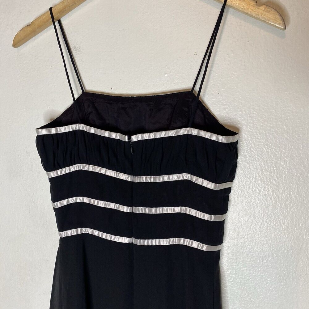 Y2K De Laru Black And White Spaghetti Strap Maxi‎ Dress Satin Trim Women’s 3/4 - Picture 5 of 9